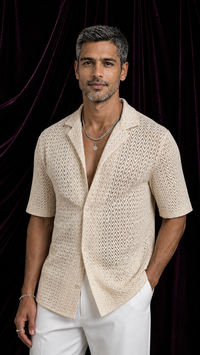 Open Knit Ivory Summer Shirt