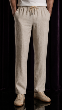 Sand Linen Drawstring Trousers