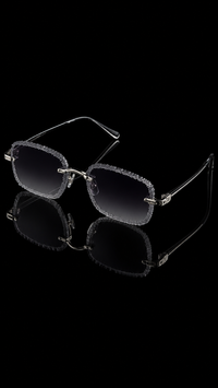Silver Crystal-Edge Rimless Sunglasses