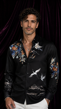 Floral Mountain Print Summer Shirt